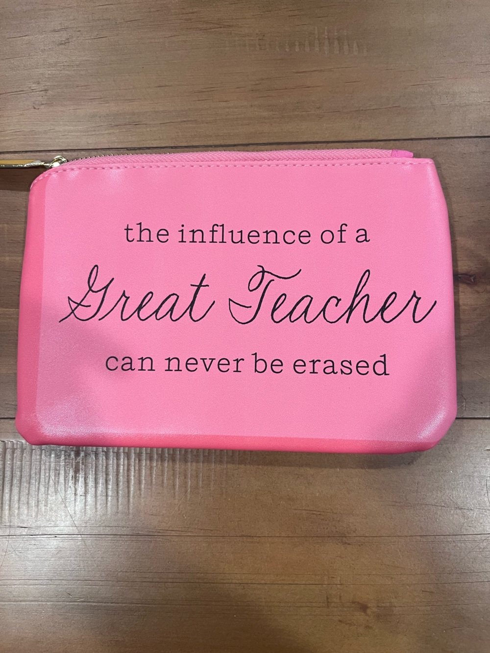 Pink "Great Teacher" Zip Vinyl Pouch